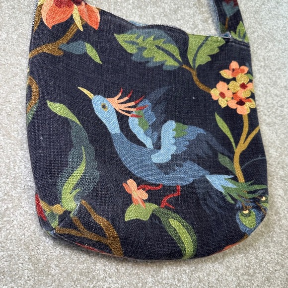 Bohemian Bird Floral Tapestry Shoulder Bag Handmade Plaid lined - Picture 3 of 8